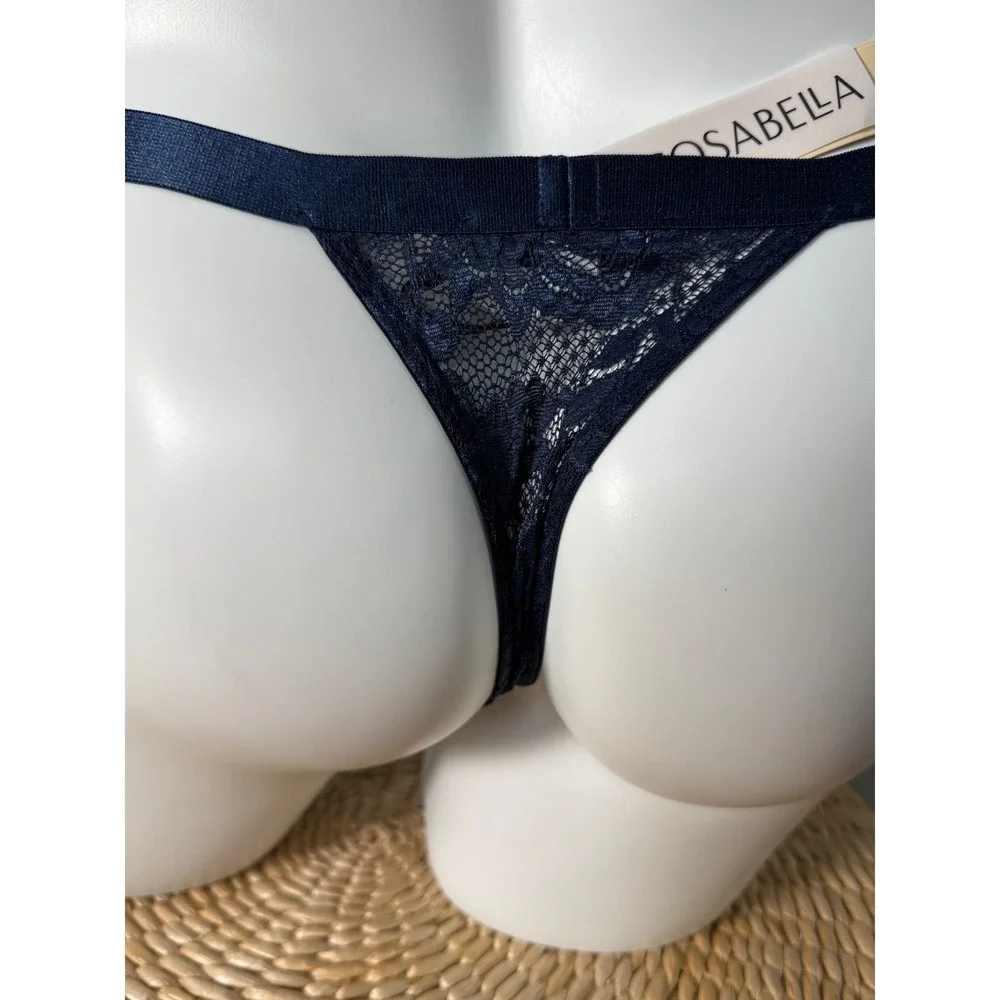 Cosabella Navy Blue Lace Italian Thong‎ Sexy Sheer Underwear